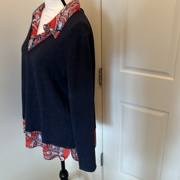 Navy Sweater 2 Layer Look 1X - Picture 5 of 7